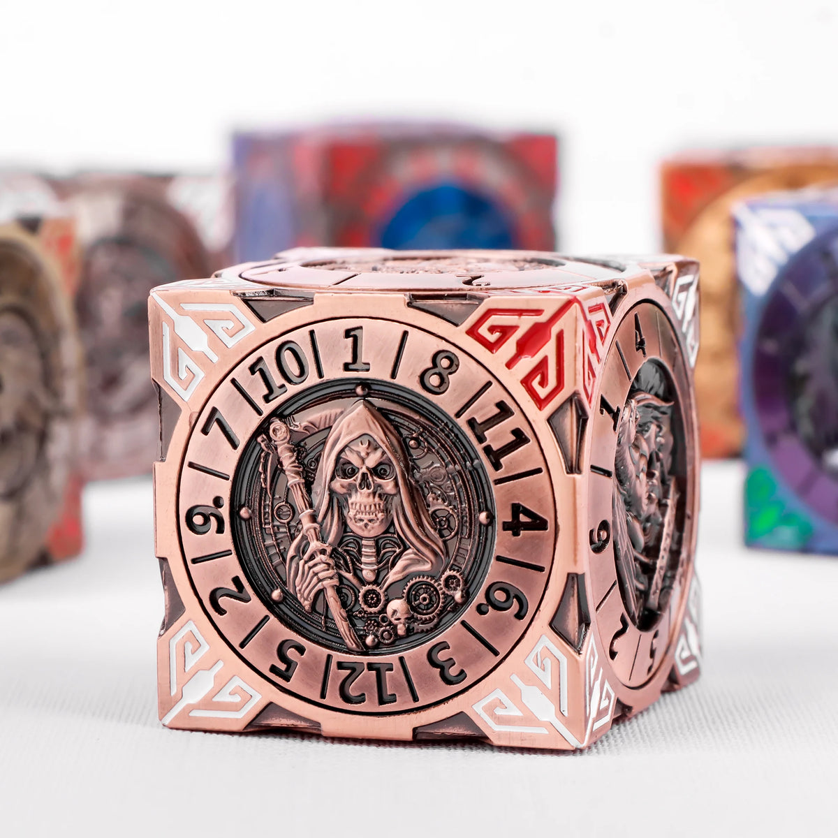 Unique 7 in 1 DND Dice Set with 3D Relief Metal Spinner Cube Cool Gift for RPG Tabletop Gamers D&D Dice For Dungeons And Dragons