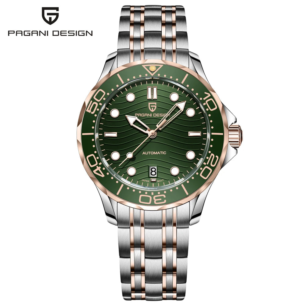 2025 New PAGANI DESIGN Diving Mens Watches Gold Luxury Automatic Watch For Men Mechanical Wristwatches AR Sapphire Ceramic Bezel