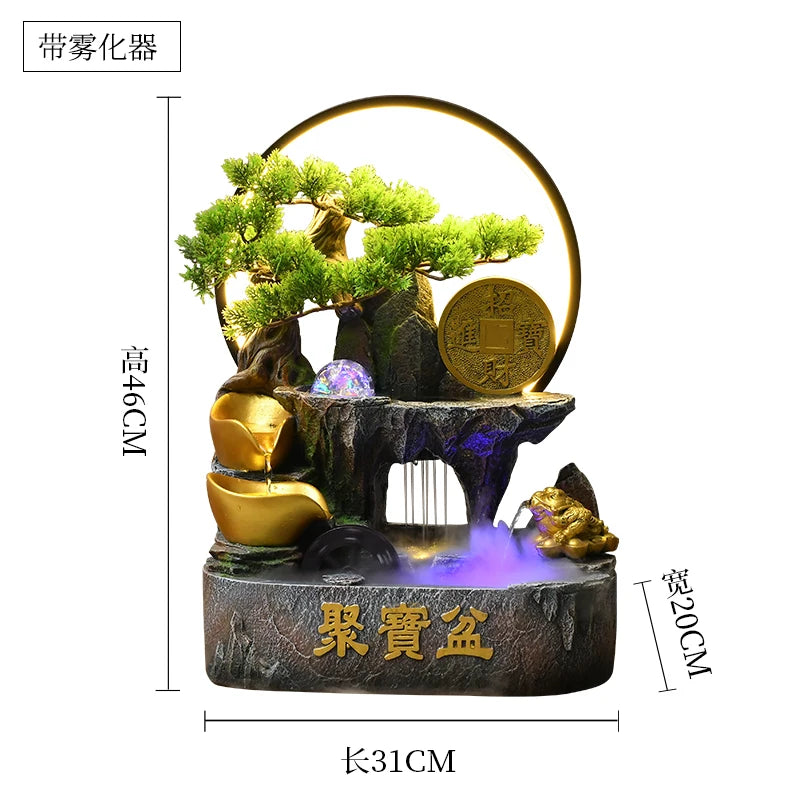 HYS rockery fish tank fountain flowing water ornament living room entrance TV cabinet lucky landscape office floor feng shui