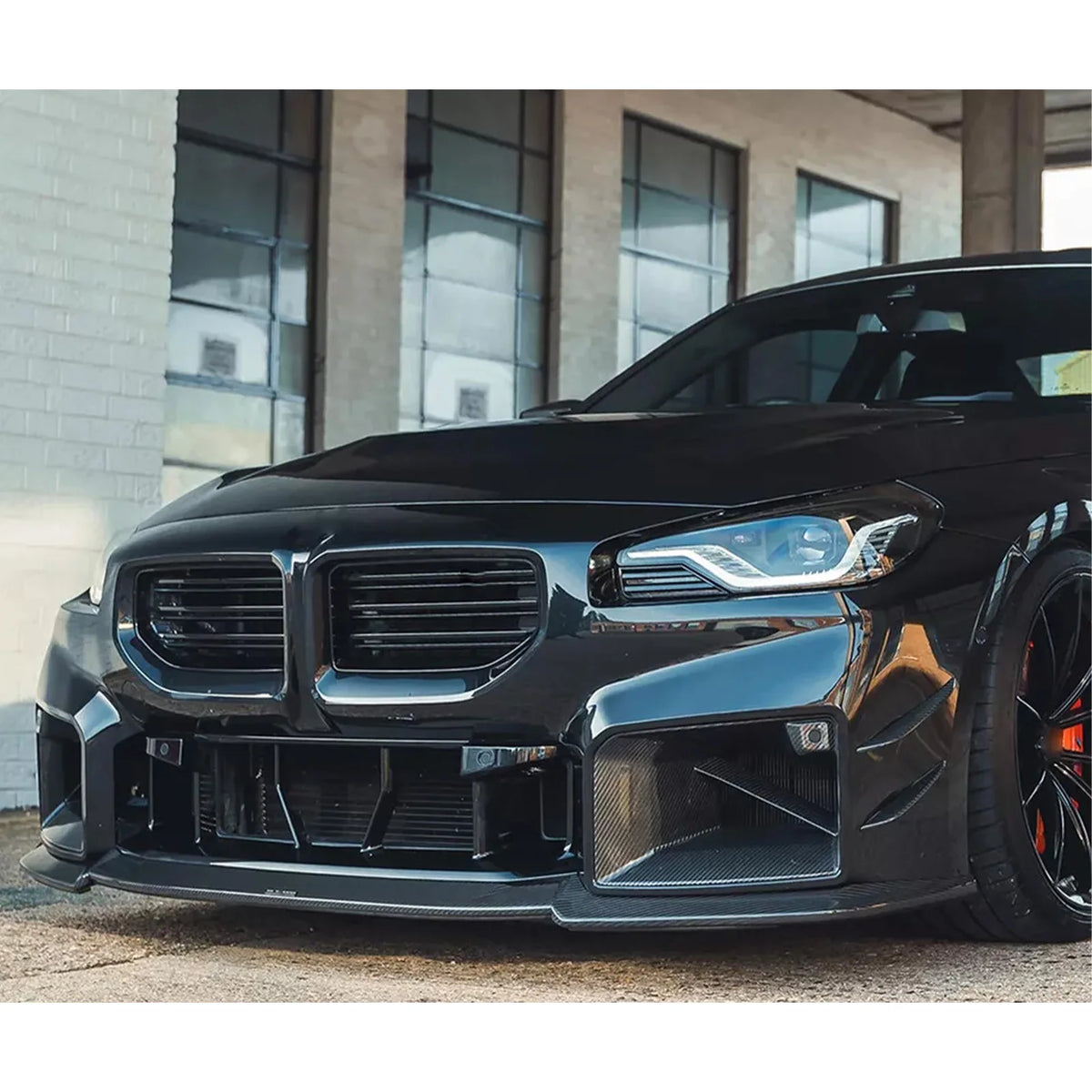 For BMW M2 G87 Base Coupe 2023-2025 Front Bumper Side Air Duct Vent Covers MP Style Fog Lamp Cover Carbon Look Glossy Black