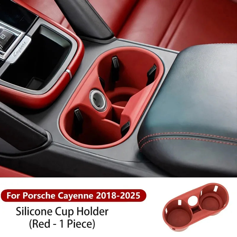 For Porsche Cayenne 2024 -2026 Silicone Car Cup Holder Center Console Organizer Anti Spill- Drink Holder Insert Auto Accessories