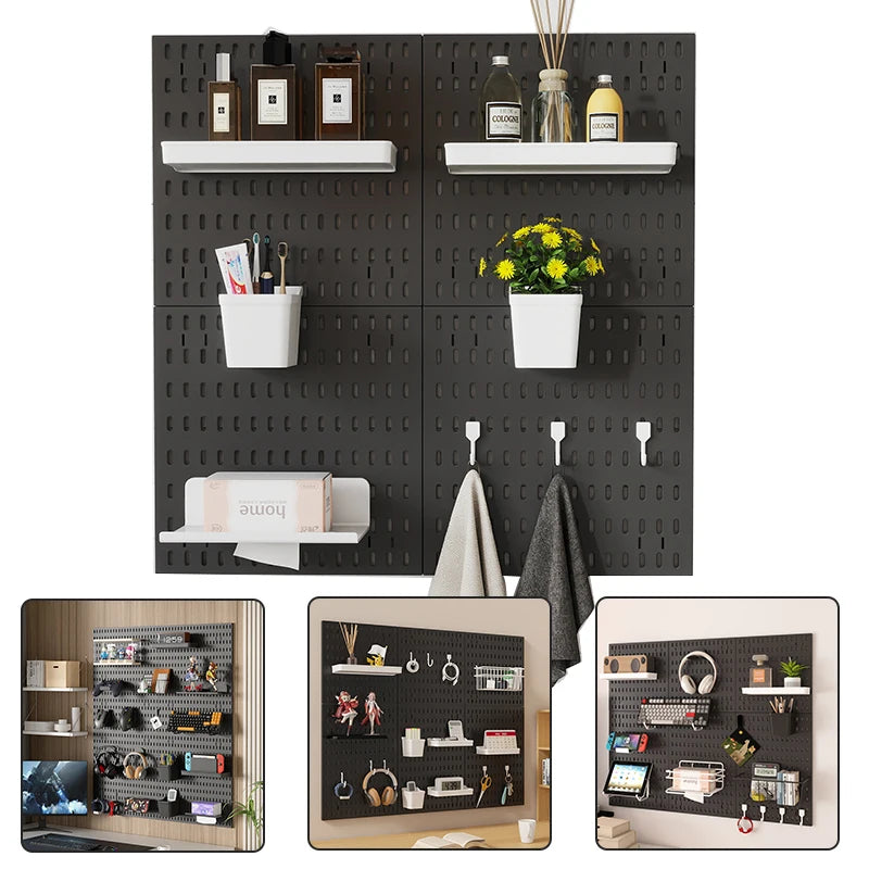 No-Drill Gaming Room Pegboard, Wall Organizer for Controller, Headphone & Keyboard Stand, Multi-Functional Display Storage Rack