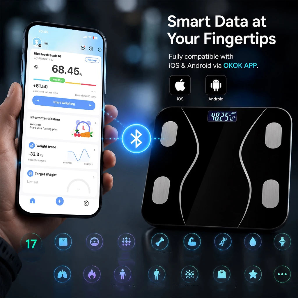Intelligent High-Precision Digital Weight Scale, Wireless Bathroom Scale, Can Be Connected to App to Synchronize Data