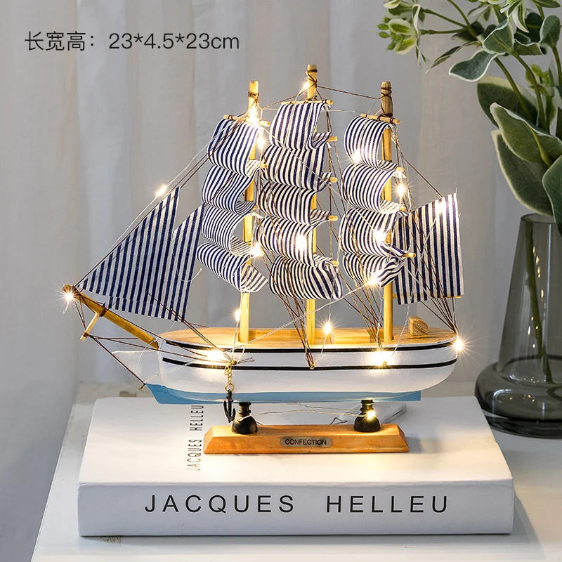 Wooden Sailboat Model Handcrafted Coastal Nautical Decor Table Centerpiece For Living Room Office Desk Gift For Adults And Teens