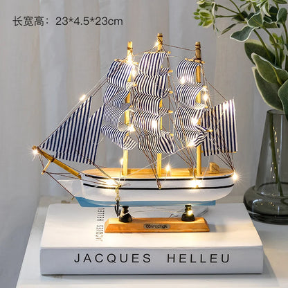 Wooden Sailboat Model Handcrafted Coastal Nautical Decor Table Centerpiece For Living Room Office Desk Gift For Adults And Teens
