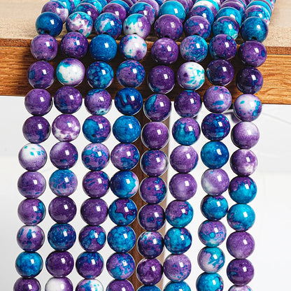 PURPLE BLUE RAINBOW STONE BEADS ROUND LOOSE BEADS 6/8/10/12MM FOR DIY HANDMADE JEWELRY BRACELET MAKING SPACER BEADS SUPPLIES