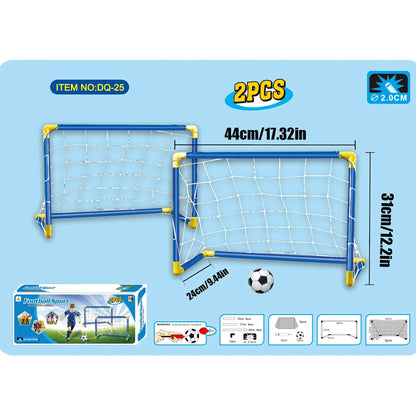 2PC Soccer Goal Set with Inflatable Ball Portable PVC Net 17.32×12.2in Detachable Indoor Outdoor Sports Toy Perfect Gift.