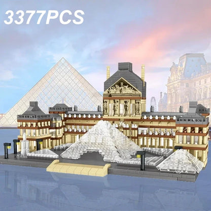 3377PCS Louvre Model Building Blocks World Famous Attractions Architectural Model Bricks Desktop Deco Boys DIY Toys Holiday Gift