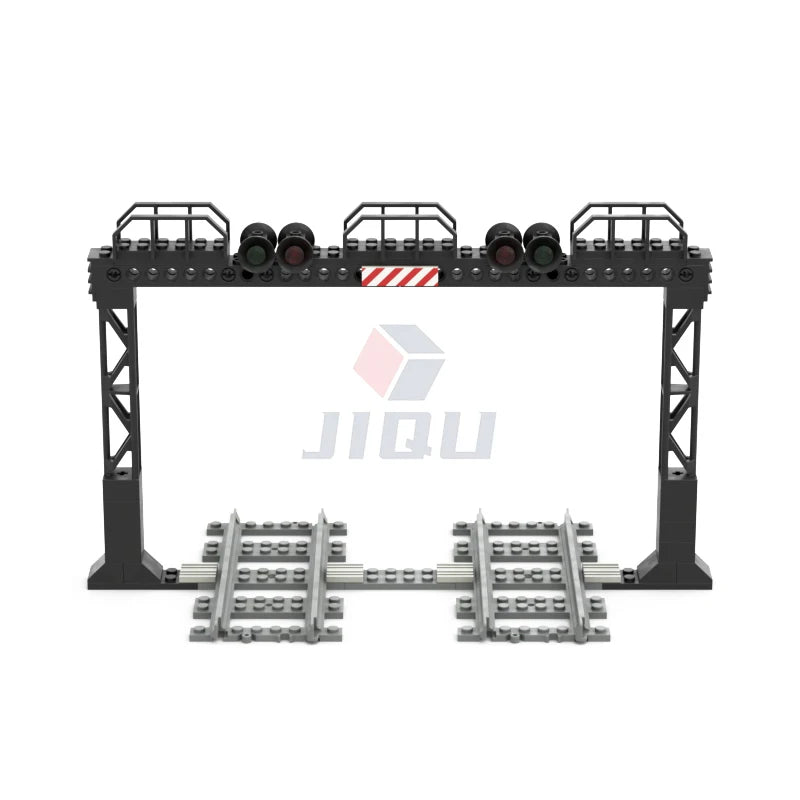 City Traffic Lamp Signpost Railway Barrier Building Blocks MOC Street View Accessories Bricks Speed Limit Indicator Warning Toys