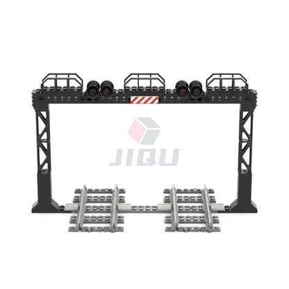 City Traffic Lamp Signpost Railway Barrier Building Blocks MOC Street View Accessories Bricks Speed Limit Indicator Warning Toys