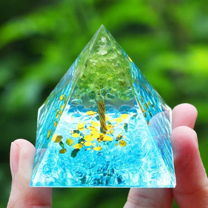 Energy Pyramid Orgonite Reiki Natural Amethyst Ball Healing Crystals Chakra Tool Ornaments Resin Stones Craft Kids Gift