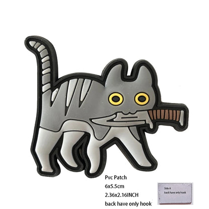 New Outdoor Bag Accessories: Satirical Cat Badge Graffiti Cat 3D PVC Magic DIY Bag Stickers Backpack Hook and Loop Patch