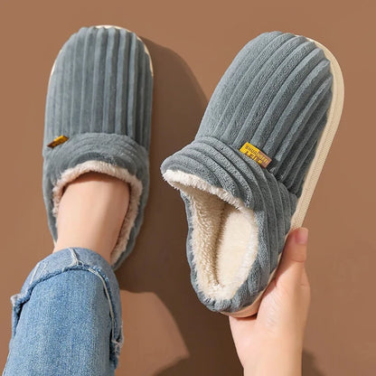 Evshine Soft Sole Slippers For Women Winter Fashion Women Fur Slippers Fuzzy Plush Men Slippers Warm Furry Women Cotton Shoes
