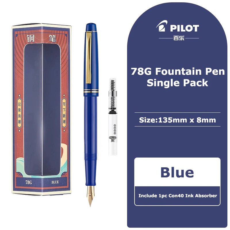 PILOT 1pcs Japan Fountain Pen FP-78G High-end Writing Stationery EF/F/M Iridium Pen Tip Luxury Gift Box Student Smooth Writing