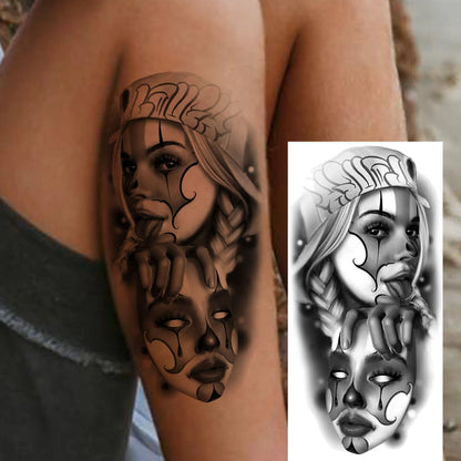1 Sheets Chicano Prison Gangster Temporary Tattoos For Women Men Adults Fake Tattoo Sticker Water Transfer Self Adhesive Arm Leg