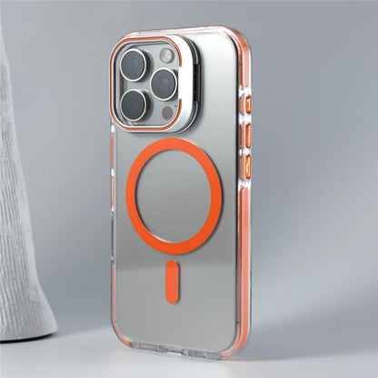 Luxury Camera Lens Holder Clear for Wireless Charge Magsafe Cases For iPhone 18Pro 17 16 15Pro Max Clear Shockproof Cover