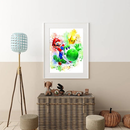 Graffiti Watercolour Art Mario Poster Prints Playroom Canvas Paintings Wall Picture Living Room Kids Bedroom Home Decor Cuadros