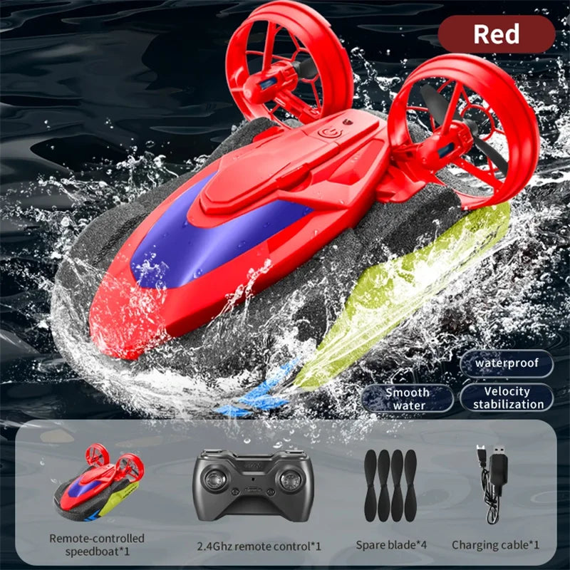 rc speedboat 2 in 1 Remote Control High Speed rc Boat 2.4G Amphibious Hovercraft RC Drift Car Kids Toys Christmas Gifts