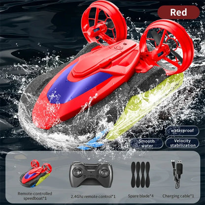 rc speedboat 2 in 1 Remote Control High Speed rc Boat 2.4G Amphibious Hovercraft RC Drift Car Kids Toys Christmas Gifts