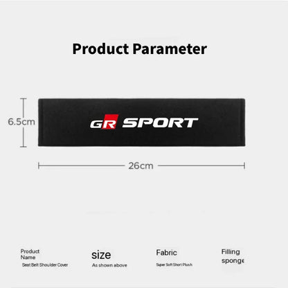 Fashionable Style 2Pcs Car Seat Belt Sleeve Cover Set for GR Sport Gazoo Racing Supra 86 RAV4 C-HR Auto Seatbelt Accessories