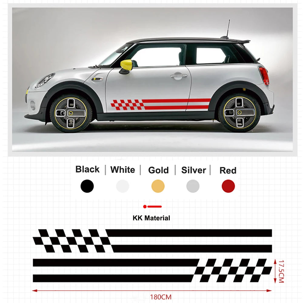 2Pcs Car Side Door Body Waist Skirt Decal Stickers Trim For MINI Cooper ClubmanF54 F55 F60 R55 R56 R60  Countryman Accessories