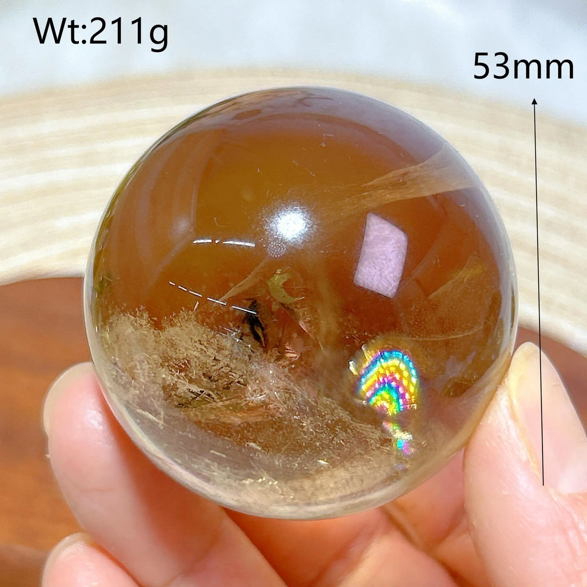 Healing Natural Crystal Brazil Smokey Citrine Quartz Sphere Rainbow Polished Ball High Quality Precious Home Decoration Gift