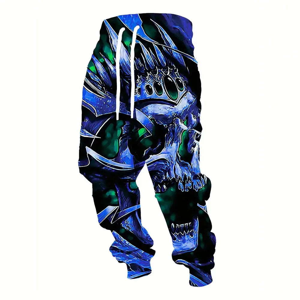 Winter New Thick Warm Pants Fashion 3D Geometric Pattern Printed Sweatpants Men Loose Casual Pocket Drawstring Sweatpants