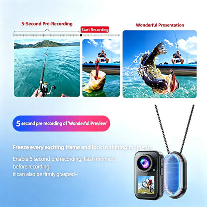 5K Mini Action Camera 4K 2.7K 60FPS Anti Shake Touch Waterproof Magnetic Pendant Body Cam Motorcycle Bike Outdoor Sport Record