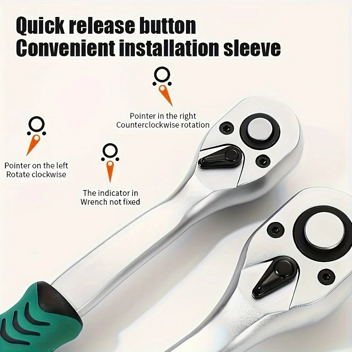 1/2 Ratchet Socket Wrench Set, Quick Release Reversible Ratchet Wrench and Extension Bar, Mechanic Tool Kit