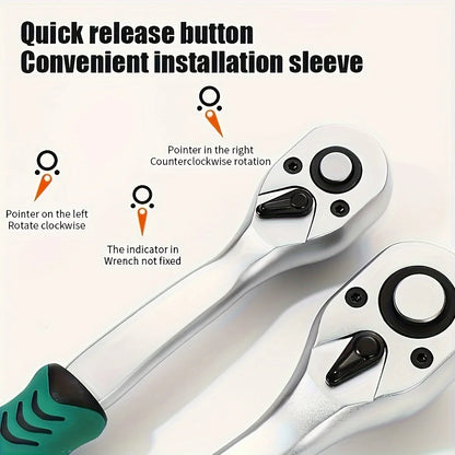 1/2 Ratchet Socket Wrench Set, Quick Release Reversible Ratchet Wrench and Extension Bar, Mechanic Tool Kit