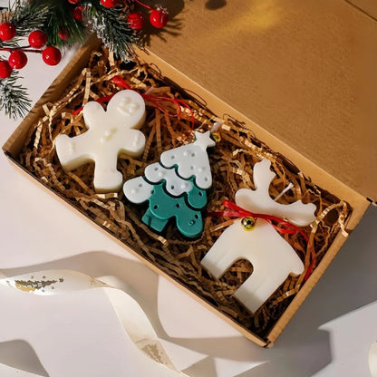 3pcs Gingerbread Man Elk Pine Snowflake Scented Candle Silicone Mold DIY Winter Home Resin Gypsum Decor Handmade Christmas Gifts