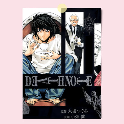 Japanese Comics Death Note Frameless Canvas Painting Poster Light Yagami Comics Peripheral Misa Amane Indoor Room Decoration