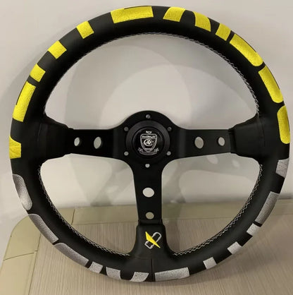 Vertex Sports Steering Wheel Leather Aluminum Alloy Embroidery Racing Modified Auto Parts Universal Car Steering Wheel