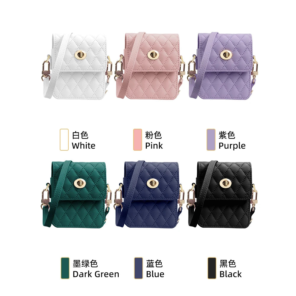 Women&Girls Fashion PU Leather Mini Phone Bag With Adjustable Crossbody Lanyard Strap For Galaxy Z Flip 7/6/5/4/3 Phone Case