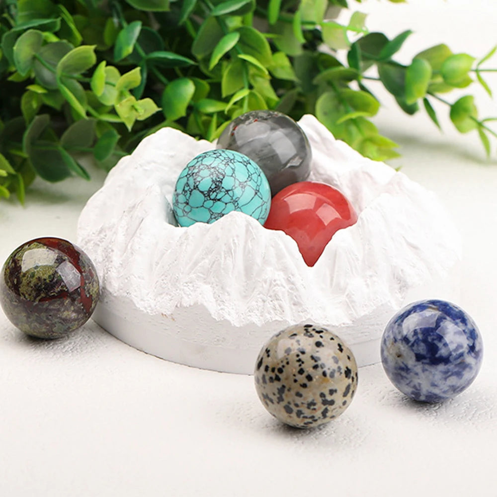 16mm Natural Crystal Ball No Hole Beads, Polished Agate Gemstone Sphere Bulk for DIY Jewelry Crafts Home Decor Gifts