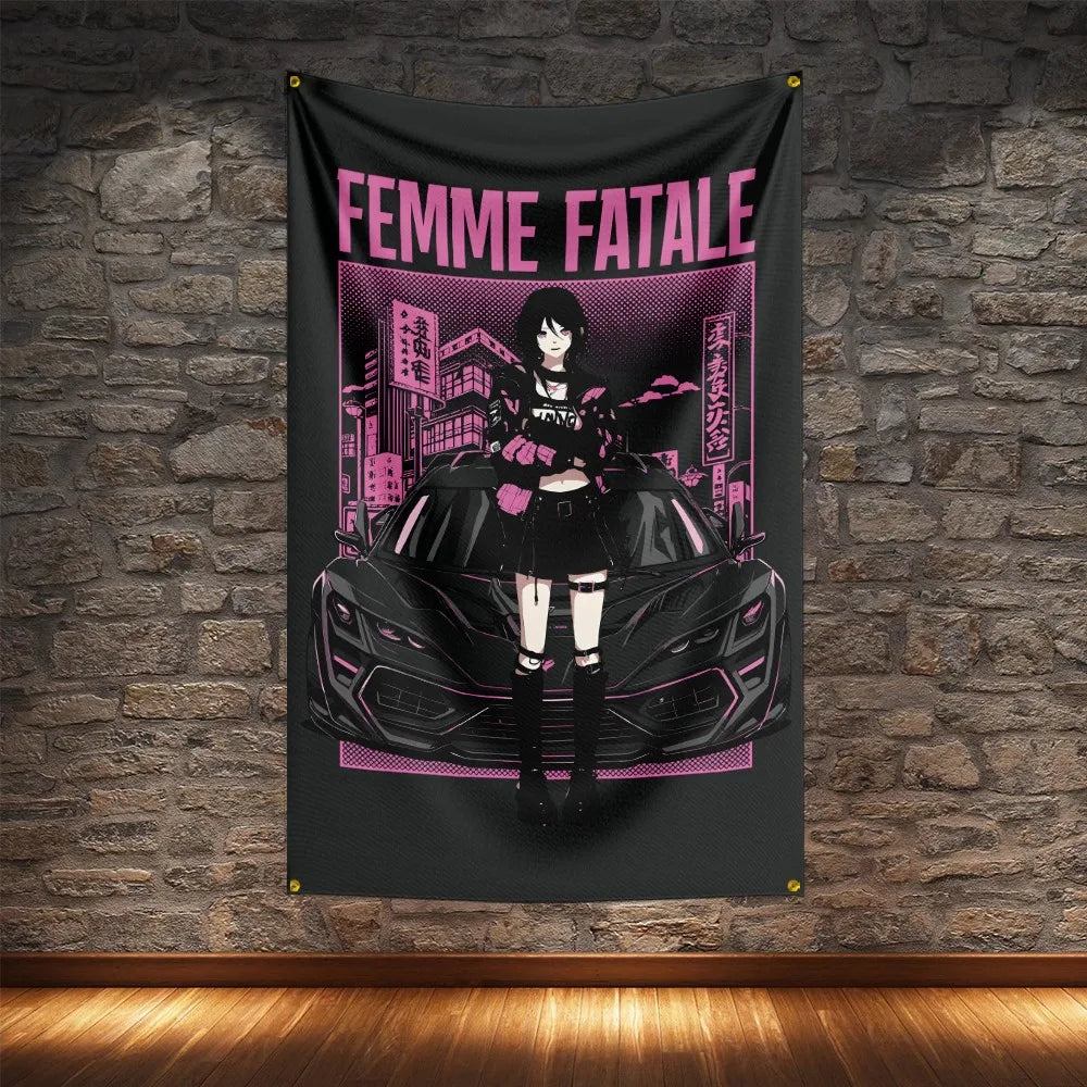 JDM Racing Modified Car Culture Flag Polyester Digital Printing Cars Banner For Decoration