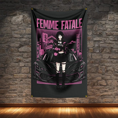 JDM Racing Modified Car Culture Flag Polyester Digital Printing Cars Banner For Decoration