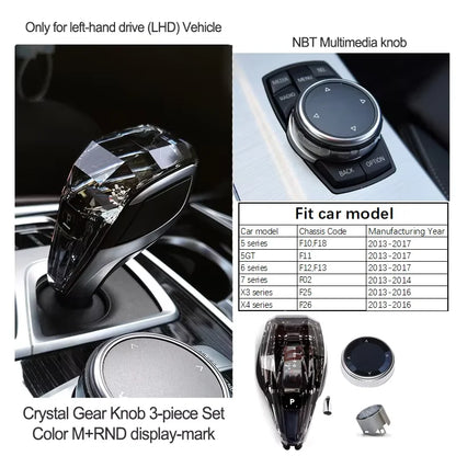 Crystal Gear Shift Lever Knob Set For BMW 5 Series G30 G32 G01 G08 7 Series G11 G12 F10 F20 F30 F32 F25 F26 X5 X6 F15 F16