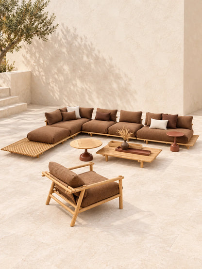 Weather Luxury Teak Frame PE Rattan Waterproof Sofa Set Outdoor Furniture Perfect For Garden Patio Poolside Beach Hotel