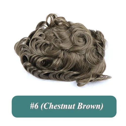 5 Inches Human Hair Brown Gray Blonde Natural Hairline Men's Toupee Long Last 0.1mm Poly Skin Silicon Base #4 1b50 Hair Replace