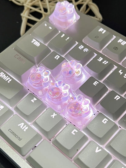 4Pcs New Hot Sale Translucent Cat Claw Keycap Cross Axis Mechanical Keyboard Keycap Decoration