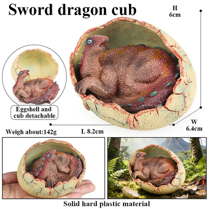 Oenux Classic Dinosaur Cubs T-Rex Saichania Spinosaurus Velociraptor  Pterosaur Cracked Dinosaur Egg Model Collection Kid Toy