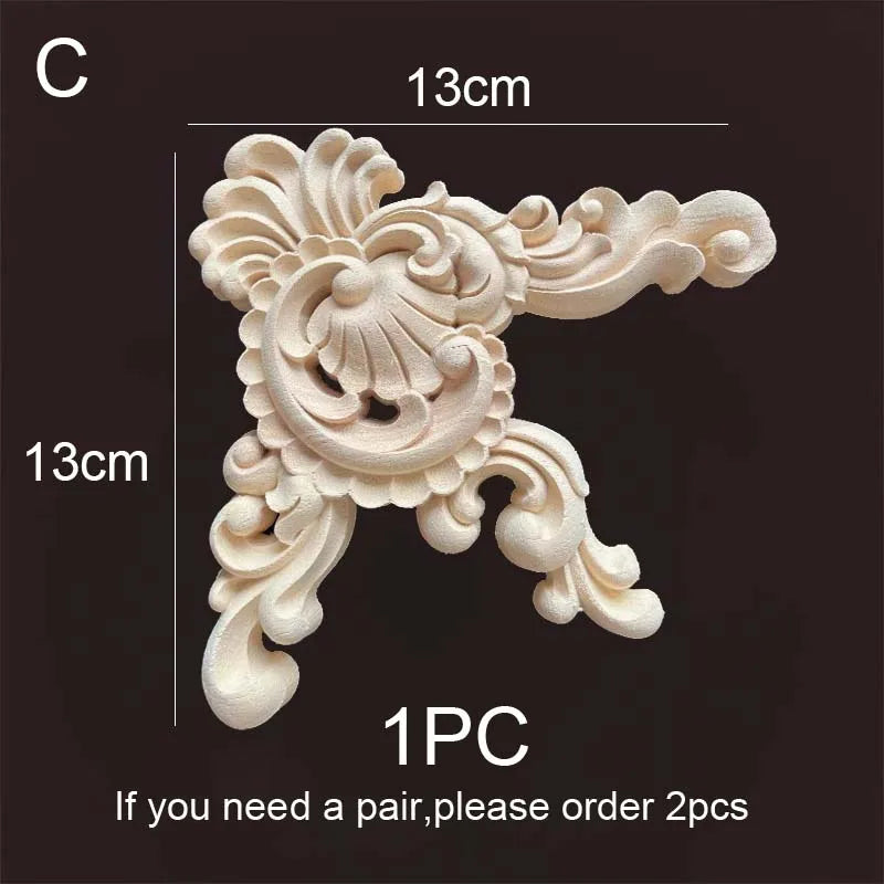 Natural Wood Corner Onlay Moldling European Style Home Decor Background Wall Applique Carved Figurine Living Room Decoration