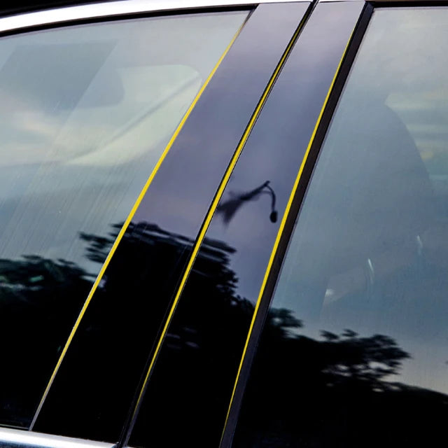 Glossy Black Pillar Posts Door Side Window Trim Sticker Cover For Porsche Macan Panamera 970 Porsche Panamera Car accessories