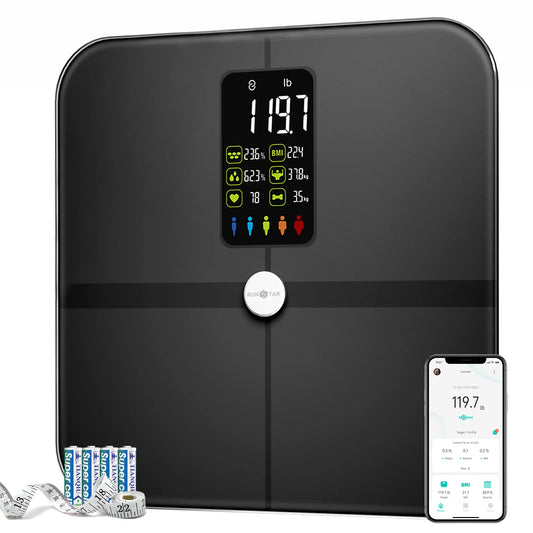 Scale for Body Weight, Smart Scale with 8-in-1 VA Display, High Precision Bathroom Digital Scale for Body Weight Heart Rate BMI