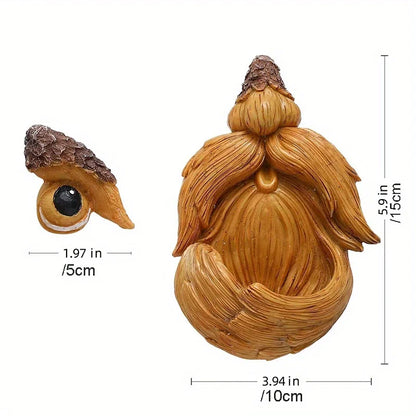Tree Face Decor Bird Feeder Outdoor,Eyes Glow in Dark Fun Old Man Tree Hugger Sculpture Yard Art Garden Lawn Ornament Decoration