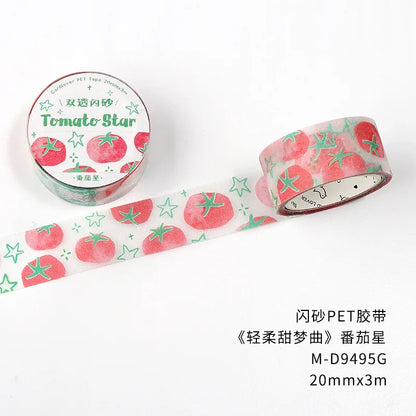 3m/roll Kawaii Korean INS Lucky Grass Sparkling Sand PET Tape Stickers DIY Scrapbook Decoration Diary Album Aesthetic Stationery