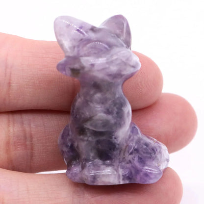 Wholesale Lots 1.5" Fox Statue Natural Stone Crystal Reiki Healing Quartz Gemstone Animal Figurine Crafts Home Decor Gifts