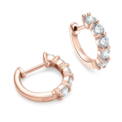 IOGOU 3.5mm D Color Moissanite Hoops Earring 100% Real 925 Silver Rose Gold Plated Huggie Earring For Women Girl Fine Jewelry