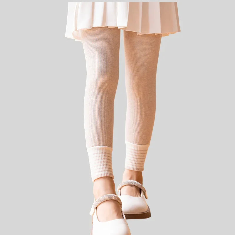 Autumn Winter Korean Style Kids Clothes 0-15Y Girl Thick Warm Leggings Striped Cuffs Fashion Girls' Nine Point Pants